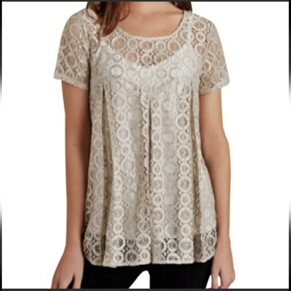 Anthropologie Akemi & Kim Metallic Lace Blouse XS